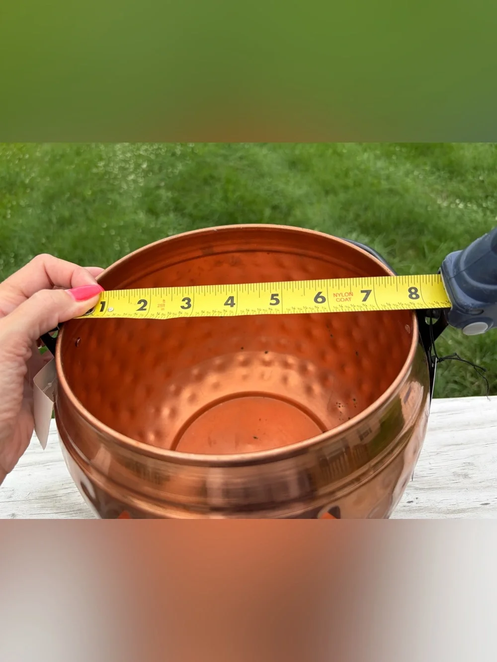 Moonlight Manor 7 x 8in Hammered Metal Copper Color BUCKET JACK O LANTERN NWT